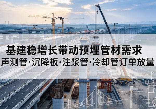 砚山基建稳增长带动预埋监测管材需求，声测管、沉降板、注浆管订单持续放量